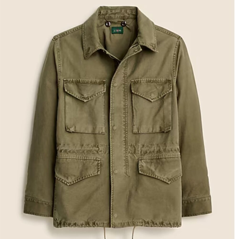 J. Crew Men's Garment dyed field jacket in reverse cotton satee - M, NWT